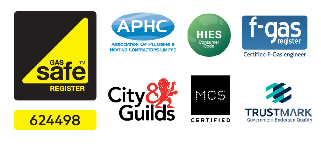 Gas Safe, APHC, HIES, F-Gas, City and Guilds, MCS and TrustMark certifications