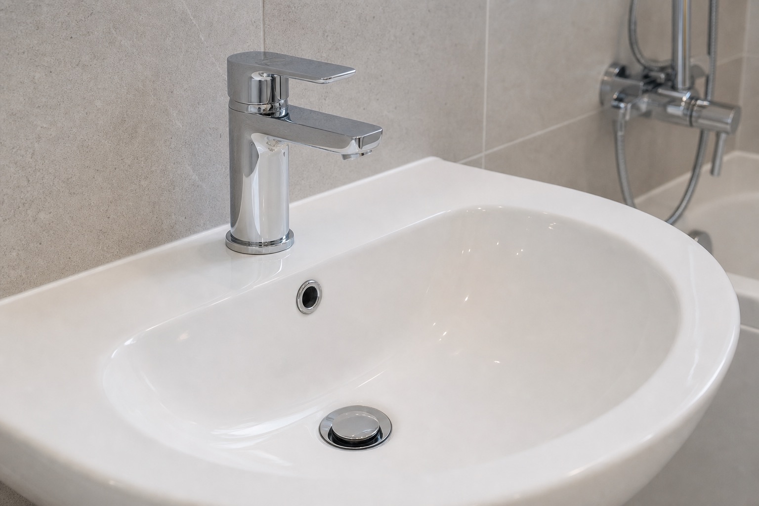 Illustrative bathroom basin tap installation