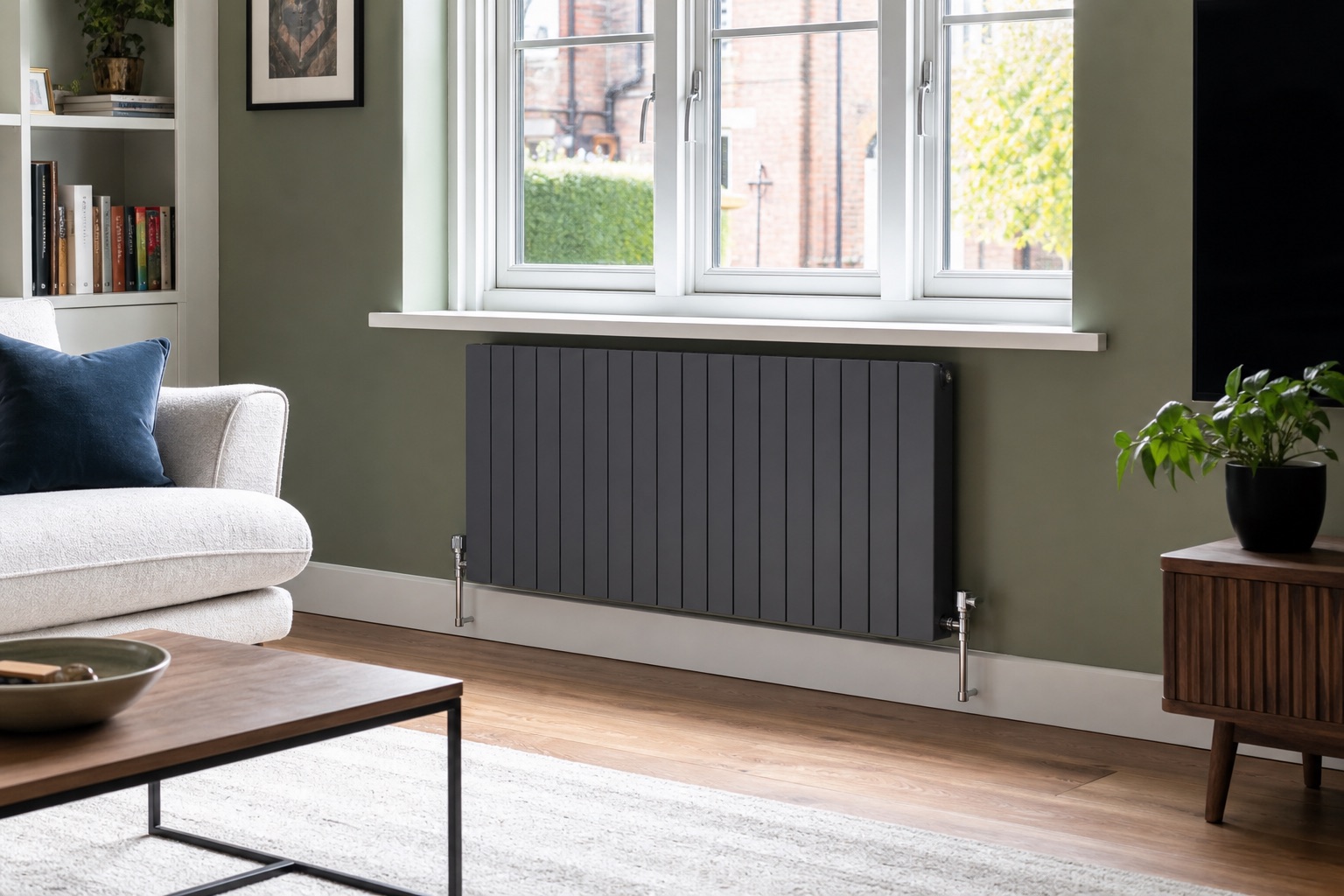 Illustrative modern radiator installation